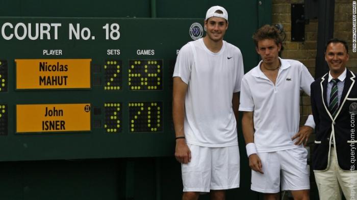 The Isner–Mahut match at the 2010 Wimbledon Championships holds the record for the longest tennis match both in time and games played.
