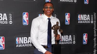 Russell Westbrook winning NBA 2017 MVP award