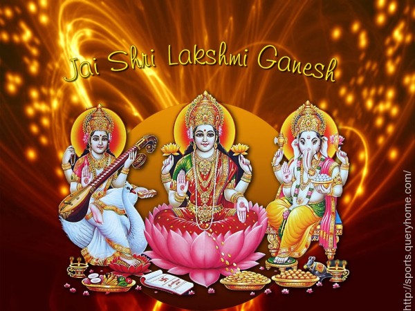 Worshipping goddess Laxmi and lord Ganesh on Diwali